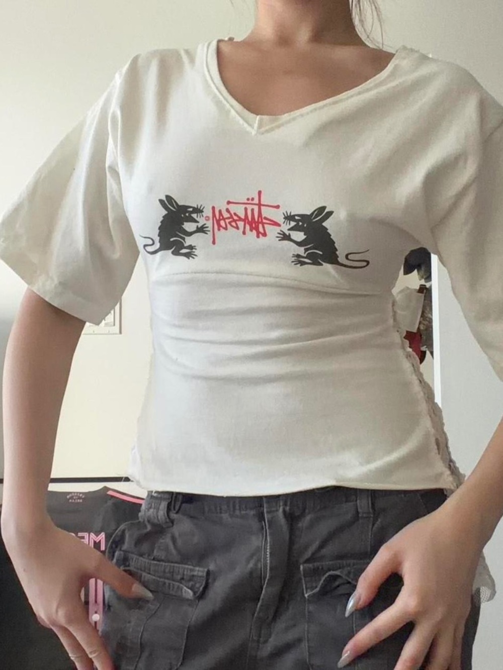 Stüssy Women’s White Short Bell Sleeve Lace Top XS